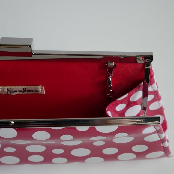 Neiman Marcus Polka Dot Clutch with Shoulder Chain - Picture 5 of 8